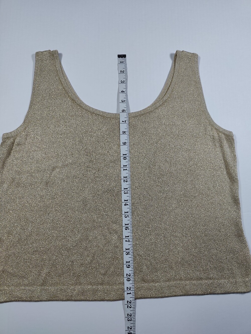 VTG St. John Gold Merallic Shimmering Santana Knit Tank Top Size L Made In USA - Picture 6 of 6